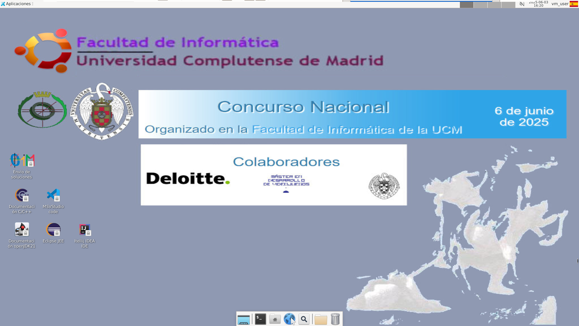 Escritorio de los ordenadores del concurso